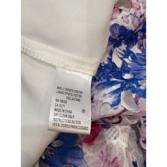 Gorgeous Tahari Floral Lace Overlay White & Purple Sheath Trapeze Dress – 6P - Picture 8 of 9